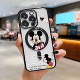 HONTINGA iPhone 15 Pro ile Uyumlu Şeffaf Magsafe Wireless Kılıfı Düşüme Önleyici Basitlik Anti Düşme Kamera Korumali Mickey Desen Yumuşak Silikon Telefon Kılıfı Kadın ve Erkek Için Uygundur K7-2110 - Siyah