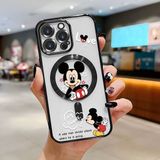 HONTINGA iPhone 15 Pro Max ile Uyumlu Şeffaf Magsafe Wireless Kılıfı Düşüme Önleyici Basitlik Anti Düşme Kamera Korumali Mickey Desen Yumuşak Silikon Telefon Kılıfı Kadın ve Erkek Için Uygundur K7-2110 - Siyah
