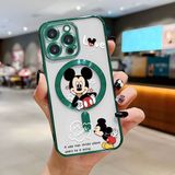 HONTINGA iPhone 15 Pro Max ile Uyumlu Şeffaf Magsafe Wireless Kılıfı Düşüme Önleyici Basitlik Anti Düşme Kamera Korumali Mickey Desen Yumuşak Silikon Telefon Kılıfı Kadın ve Erkek Için Uygundur K7-2110 - Yeşil