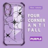 HONTINGA iPhone 16 ile Uyumlu Şeffaf Kılıfı Düşüme Önleyici Basitlik Anti Düşme Kamera Korumali Uçuş Desen Yumuşak Silikon Telefon Kılıfı Kadın ve Erkek Için Uygundur K3-0202 - Mor