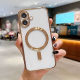 HONTINGA iPhone 16 ile Uyumlu Şeffaf Magsafe Wireless Kılıfı Düşüme Önleyici Basitlik Anti Düşme Kamera Korumali Yumuşak Silikon Telefon Kılıfı Kadın ve Erkek Için Uygundur K7-2000 - Altın