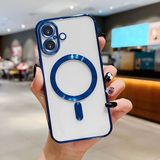 HONTINGA iPhone 16 ile Uyumlu Şeffaf Magsafe Wireless Kılıfı Düşüme Önleyici Basitlik Anti Düşme Kamera Korumali Yumuşak Silikon Telefon Kılıfı Kadın ve Erkek Için Uygundur K7-2000 - Mavi