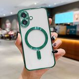HONTINGA iPhone 16 ile Uyumlu Şeffaf Magsafe Wireless Kılıfı Düşüme Önleyici Basitlik Anti Düşme Kamera Korumali Yumuşak Silikon Telefon Kılıfı Kadın ve Erkek Için Uygundur K7-2000 - Yeşil