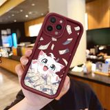 HONTINGA iPhone 16 Pro ile Uyumlu Kılıfı Düşüme Önleyici Basitlik Anti Düşme Kamera Korumali Sevimli Kedi Bordo Desen Yumuşak Silikon Telefon Kılıfı Kadın ve Erkek Için Uygundur K2-7082 - Renkli