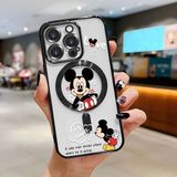 HONTINGA iPhone 16 Pro ile Uyumlu Şeffaf Magsafe Wireless Kılıfı Düşüme Önleyici Basitlik Anti Düşme Kamera Korumali Mickey Desen Yumuşak Silikon Telefon Kılıfı Kadın ve Erkek Için Uygundur K7-2110 - Siyah
