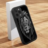 HONTINGA iPhone 16 Pro Max ile Uyumlu Kılıfı Düşüme Önleyici Basitlik Anti Düşme Kamera Korumali Aslan Siyah Desen Yumuşak Silikon Telefon Kılıfı Kadın ve Erkek Için Uygundur K2-0248 - 001-Renkli