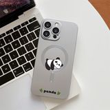 HONTINGA iPhone 16 Pro Max ile Uyumlu Kılıfı Şeffaf Magsafe Wireless Düşüme Önleyici Basitlik Anti Düşme Kamera Korumali Panda Desen Silikon Telefon Kılıfı Kadın ve Erkek Için Uygundur K7-1092 - Gümüş