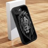 HONTINGA iPhone 16E ile Uyumlu Kılıfı Düşüme Önleyici Basitlik Anti Düşme Kamera Korumali Aslan Siyah Desen Yumuşak Silikon Telefon Kılıfı Kadın ve Erkek Için Uygundur K2-0248 - 001-Renkli