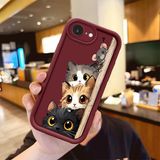 HONTINGA iPhone 16E ile Uyumlu Kılıfı Düşüme Önleyici Basitlik Anti Düşme Kamera Korumali Tatlı Kedi Bordo Desen Yumuşak Silikon Telefon Kılıfı Kadın ve Erkek Için Uygundur Arka Kılıf K2-7154 - Renkli