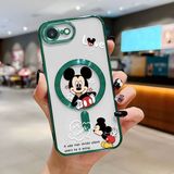 HONTINGA iPhone 16E ile Uyumlu Şeffaf Magsafe Wireless Kılıfı Düşüme Önleyici Basitlik Anti Düşme Kamera Korumali Mickey Desen Yumuşak Silikon Telefon Kılıfı Kadın ve Erkek Için Uygundur K7-2110 - Yeşil