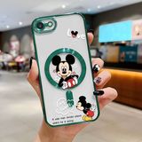 HONTINGA iPhone 7 ile Uyumlu Şeffaf Magsafe Wireless Kılıfı Düşüme Önleyici Basitlik Anti Düşme Kamera Korumali Mickey Desen Yumuşak Silikon Telefon Kılıfı Kadın ve Erkek Için Uygundur K7-2110 - Yeşil
