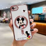 HONTINGA iPhone Se 2022 ile Uyumlu Şeffaf Magsafe Wireless Kılıfı Düşüme Önleyici Basitlik Anti Düşme Kamera Korumali Mickey Desen Yumuşak Silikon Telefon Kılıfı Kadın ve Erkek Için Uygundur K7-2110 - Pembe