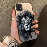 HONTINGA Oppo A15 ile Uyumlu Kılıf Silikon Kenar Sert Arka Kamera Koruyucu Basitlik Anti Düşme Kamera Korumalı Aslan Desen Couple Telefon Kılıfı Kadın ve Erkek Için Uygundur K1-1484 - Siyah