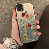 HONTINGA Oppo A15S ile Uyumlu Kılıfı Silikon Kenar Sert Arka Düşüme Önleyici Basitlik Anti Düşme Kamera Korumali Çiçek Desen Telefon Kılıfı Kadın ve Erkek Için Uygundur K1-0722 - 001-Renkli