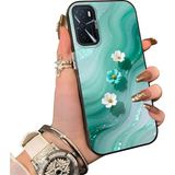 HONTINGA Oppo A55 4g ile Uyumlu Kılıf Silikon Kenar Sert Arka Kamera Koruyucu Basitlik Anti Düşme Kamera Korumalı Çiçekli Desen Couple Telefon Kılıfı Kadın ve Erkek Için Uygundur K1-1508 - Siyah
