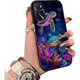 HONTINGA Oppo A55 4g ile Uyumlu Kılıf Silikon Kenar Sert Arka Kamera Koruyucu Basitlik Anti Düşme Kamera Korumalı Kaplumbağa Desen Couple Telefon Kılıfı Kadın ve Erkek Için Uygundur K1-1519 - Siyah