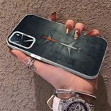 HONTINGA Oppo A55 4g ile Uyumlu Kılıf Silikon Kenar Sert Arka Kamera Koruyucu Basitlik Anti Düşme Kamera Korumalı Uçak Desen Couple Telefon Kılıfı Kadın ve Erkek Için Uygundur K1-1491 - Beyaz