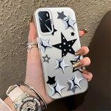 HONTINGA Oppo A55 4g ile Uyumlu Kılıf Silikon Kenar Sert Arka Kamera Koruyucu Basitlik Anti Düşme Kamera Korumalı Yıldız Desen Couple Telefon Kılıfı Kadın ve Erkek Için Uygundur K1-1338 - Beyaz