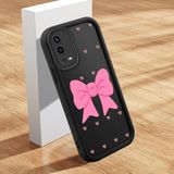 HONTINGA Oppo A55 4g ile Uyumlu Kılıfı Düşüme Önleyici Basitlik Anti Düşme Kamera Korumali Şirin Kedi Siyah Pembe Papyon Desen Yumuşak Silikon Telefon Kılıfı Kadın ve Erkek Için Uygundur K2-0465 - 001-Renkli