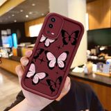 HONTINGA Oppo A55 ile Uyumlu Kılıfı Düşüme Önleyici Basitlik Anti Düşme Kamera Korumali Kelebek Bordo Desen Yumuşak Silikon Telefon Kılıfı Kadın ve Erkek Için Uygundur K2-7222 - Renkli