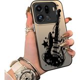 HONTINGA Oppo Find X9 Pro 5g ile Uyumlu Kılıfı Silikon Kenar Sert Arka Düşüme Önleyici Basitlik Anti Düşme Kamera Korumali Gitar Desen Telefon Kılıfı Kadın ve Erkek Için Uygundur K1-0736 - Siyah