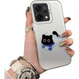 HONTINGA Oppo Reno 14 5g ile Uyumlu Kılıfı Silikon Kenar Sert Arka Düşüme Önleyici Basitlik Anti Düşme Kamera Korumali Kedi Desen Telefon Kılıfı Kadın ve Erkek Için Uygundur K1-0845 - Beyaz