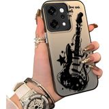 HONTINGA Oppo Reno 14 Pro 5g ile Uyumlu Kılıfı Silikon Kenar Sert Arka Düşüme Önleyici Basitlik Anti Düşme Kamera Korumali Gitar Desen Telefon Kılıfı Kadın ve Erkek Için Uygundur K1-0736 - Siyah