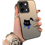 HONTINGA Oppo Reno 14 Pro 5g ile Uyumlu Kılıfı Silikon Kenar Sert Arka Düşüme Önleyici Basitlik Anti Düşme Kamera Korumali Kedi Desen Telefon Kılıfı Kadın ve Erkek Için Uygundur K1-0845 - Siyah