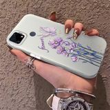 HONTINGA Realme C25S ile Uyumlu Kılıfı Silikon Kenar Sert Arka Düşüme Önleyici Basitlik Anti Düşme Kamera Korumali Çiçekler Desen Telefon Kılıfı Kadın ve Erkek Için Uygundur K1-0722 - Renkli