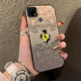 HONTINGA Realme C25S ile Uyumlu Kılıfı Silikon Kenar Sert Arka Düşüme Önleyici Basitlik Anti Düşme Kamera Korumali Moda Markası Desen Telefon Kılıfı Kadın ve Erkek Için Uygundur K1-0582 - 001-Renkli