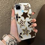 HONTINGA Realme C25Y ile Uyumlu Kılıf Silikon Kenar Sert Arka Kamera Koruyucu Basitlik Anti Düşme Kamera Korumalı Leoparlı Yıldız Desen Couple Telefon Kılıfı K1-1345 - Beyaz