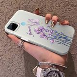 HONTINGA Realme C25Y ile Uyumlu Kılıfı Silikon Kenar Sert Arka Düşüme Önleyici Basitlik Anti Düşme Kamera Korumali Çiçekler Desen Telefon Kılıfı Kadın ve Erkek Için Uygundur K1-0722 - Renkli