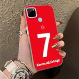 HONTINGA Realme C25Y ile Uyumlu Kılıfı Silikon Kenar Sert Arka Düşüme Önleyici Basitlik Anti Düşme Kamera Korumali Dünya Kupası 7 Numara Kerem Aktürkoğlu Desen Telefon Kılıfı K1-1210 - Renkli