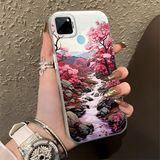 HONTINGA Realme C25Y ile Uyumlu Kılıfı Silikon Kenar Sert Arka Düşüme Önleyici Basitlik Anti Düşme Kamera Korumali Manzara Desen Telefon Kılıfı Kadın ve Erkek Için Uygundur K1-0581 - Renkli