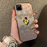 HONTINGA Realme C25Y ile Uyumlu Kılıfı Silikon Kenar Sert Arka Düşüme Önleyici Basitlik Anti Düşme Kamera Korumali Moda Markası Desen Telefon Kılıfı Kadın ve Erkek Için Uygundur K1-0582 - 001-Renkli