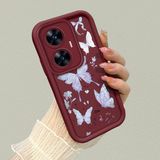 HONTINGA Realme C55 ile Uyumlu Kılıfı Düşüme Önleyici Basitlik Anti Düşme Kamera Korumali Kelebek Desen Bordo Yumuşak Silikon Telefon Kılıfı K2-7212 - Renkli
