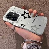 HONTINGA Realme C55 ile Uyumlu Kılıfı Silikon Kenar Sert Arka Anti Düşme Telefon Kılıfı Yıldızlar Desenli K1-0703 - Renkli