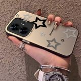 HONTINGA Realme C55 ile Uyumlu Kılıfı Yıldızlar Desenli Silikon Kenar Sert Arka Anti Düşme Telefon Kılıfı K1-0704 - 001-Renkli