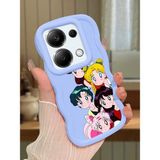 HONTINGA Redmi Note 13 Pro 4g Uyumlu Kılıf Düşüme Önleyici Basitlik Anti Düşme Kamera Koruyucu Basit Mavi Yumuşak Silikon Couple Telefon Kılıfı Karikatür Desen K9-0102