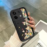 HONTINGA Redmi Note 13 Pro 5g ile Uyumlu Kılıf Kamera Koruyucu Basitlik Anti Düşme Kamera Korumalı Şirin Kedi Çiçekli Siyah Desen Yumuşak Silikon Couple Telefon Kılıfı Kadın ve Erkek Için Uygundur K2-0678