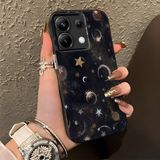 HONTINGA Redmi Note 13 Pro 5g ile Uyumlu Kılıf Silikon Kenar Sert Arka Kamera Koruyucu Basitlik Anti Düşme Kamera Korumalı Ay ve Yıldız Desen Couple Telefon Kılıfı Kadın ve Erkek Için Uygundur K1-1380 - Siyah