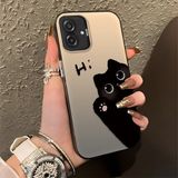 HONTINGA Samsung Galaxy A07 ile Uyumlu Kılıfı Silikon Kenar Sert Arka Düşüme Önleyici Basitlik Anti Düşme Kamera Korumali Kedi Desen Telefon Kılıfı Kadın ve Erkek Için Uygundur K1-0082 - 001-Renkli