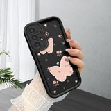 HONTINGA Samsung Galaxy A13 4g ile Uyumlu Kılıfı Düşüme Önleyici Basitlik Anti Düşme Kamera Korumali Çiçek Siyah Desen Yumuşak Silikon Telefon Kılıfı K2-0066 - Renkli