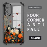 HONTINGA Samsung Galaxy A14 ile Uyumlu Şeffaf Kılıfı Düşüme Önleyici Basitlik Anti Düşme Kamera Korumali Kedi Desen Yumuşak Silikon Telefon Kılıfı Kadın ve Erkek Için Uygundur K3-0207 - Siyah