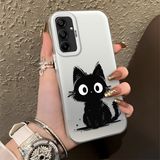 HONTINGA Samsung Galaxy A15 ile Uyumlu Kılıfı Silikon Kenar Sert Arka Düşüme Önleyici Basitlik Anti Düşme Kamera Korumali Sevimli Kedi Desen Telefon Kılıfı Kadın ve Erkek Için Uygundur K1-0575 - Renkli