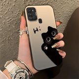 HONTINGA Samsung Galaxy A21S ile Uyumlu Kılıfı Silikon Kenar Sert Arka Düşüme Önleyici Basitlik Anti Düşme Kamera Korumali Kedi Desen Telefon Kılıfı Kadın ve Erkek Için Uygundur K1-0082 - 001-Renkli