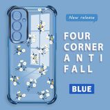HONTINGA Samsung Galaxy A24 ile Uyumlu Şeffaf Kılıfı Düşüme Önleyici Basitlik Anti Düşme Kamera Korumali Çiçek Dalı Desen Yumuşak Silikon Telefon Kılıfı Kadın ve Erkek Için Uygundur K3-0220 - Mavi