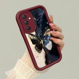 HONTINGA Samsung Galaxy A34 ile Uyumlu Kılıfı Düşüme Önleyici Basitlik Anti Düşme Kamera Korumali Vintage Bow Bordo Desen Yumuşak Silikon Telefon Kılıfı Kadın ve Erkek Için Uygundur K2-7084 - Renkli
