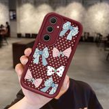 HONTINGA Samsung Galaxy A35 ile Uyumlu Kılıfı Düşüme Önleyici Basitlik Anti Düşme Kamera Korumali Vintage Bow Bordo Desen Yumuşak Silikon Telefon Kılıfı Kadın ve Erkek Için Uygundur K2-7084 - 001-Renkli