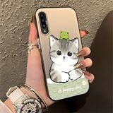 HONTINGA Samsung Galaxy A50S ile Uyumlu Kılıfı Silikon Kenar Sert Arka Düşüme Önleyici Basitlik Anti Düşme Kamera Korumali Kedi Desen Telefon Kılıfı Kadın ve Erkek Için Uygundur K1-0852 - 001-Renkli